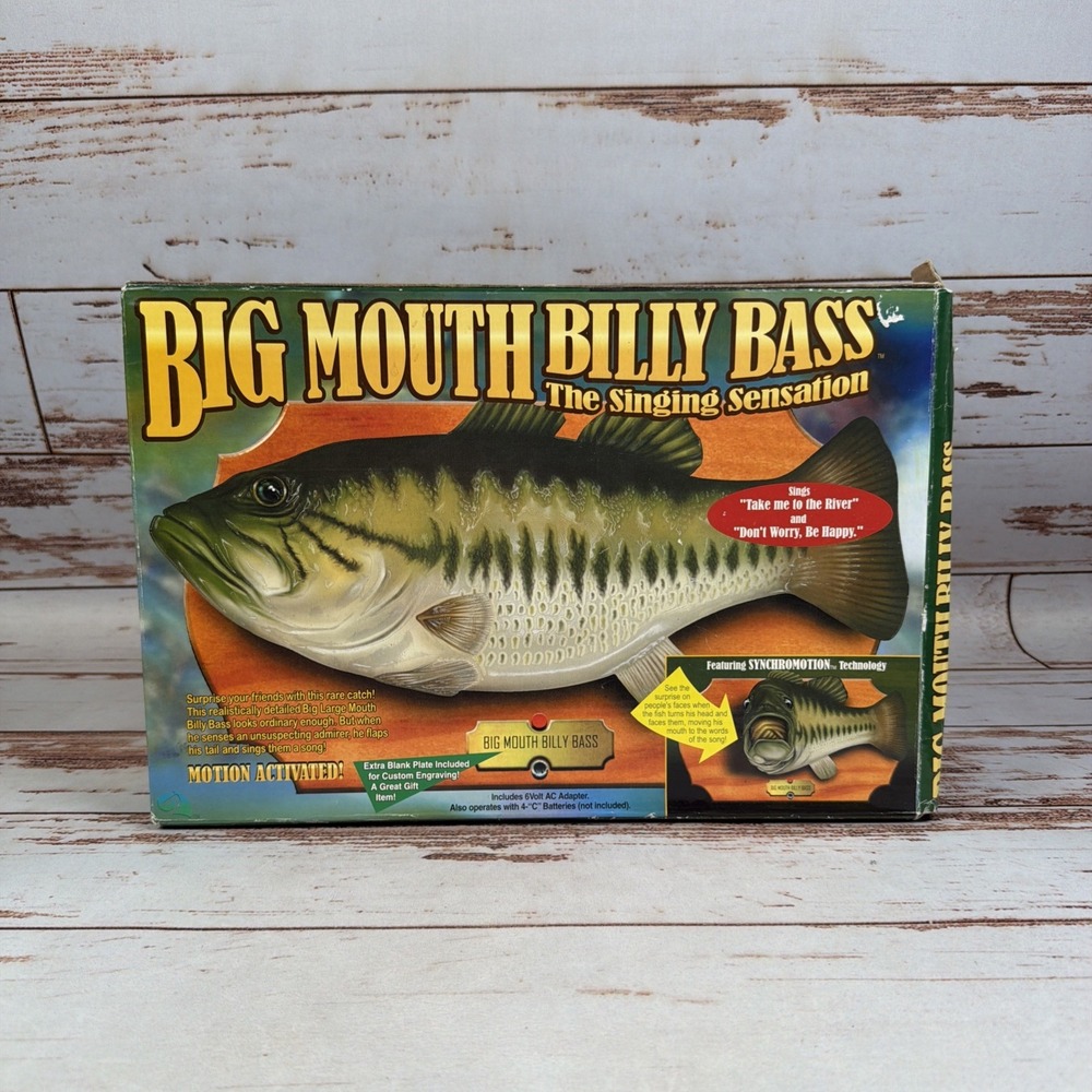 Big Mouth Billy Bass 1999 Gemmy Singing Fish Animated Plaque in Box Tested Works